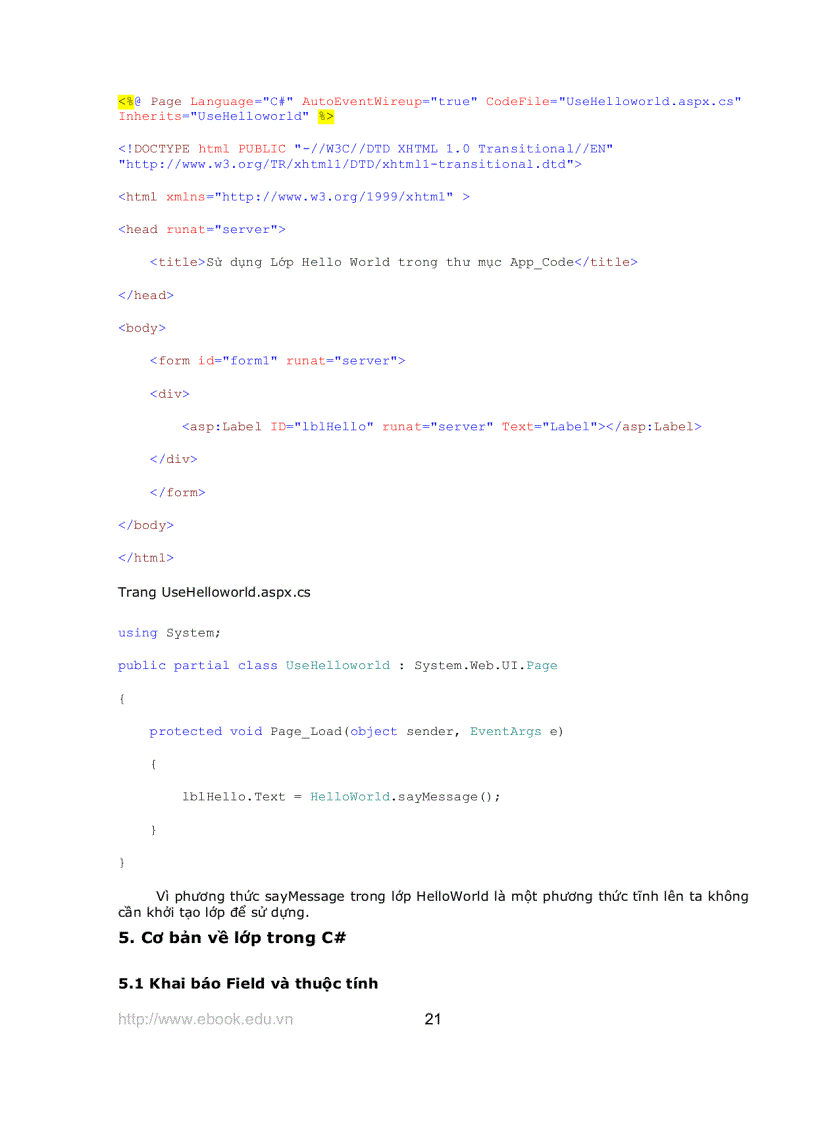 image for page Giáo trình Asp Net với C