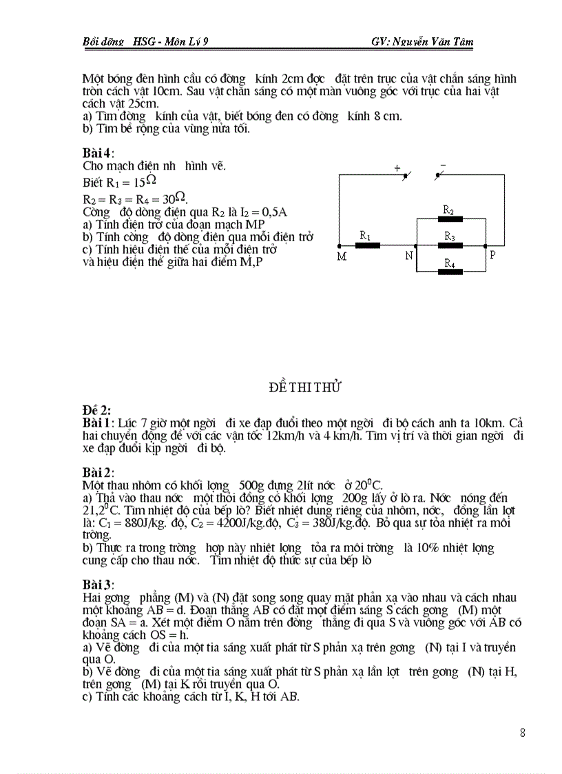 image for page Tài liệu Bồi dưỡng HSG môn Vật lý THCS