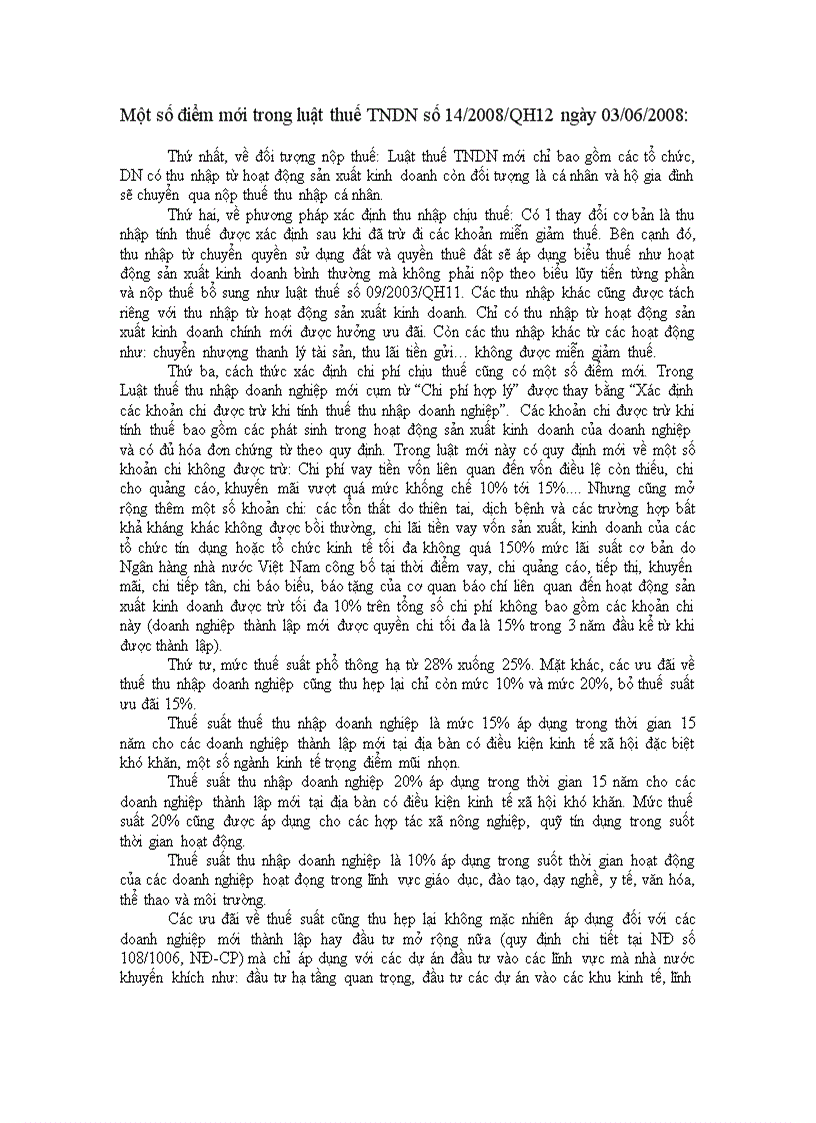 image for page Một số điểm mới trong luật thuế TNDN số 14 2008 QH12