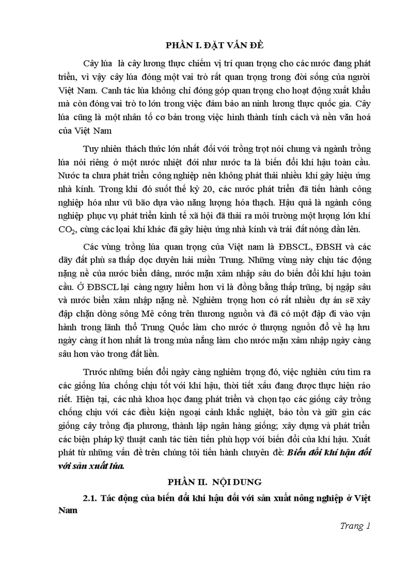 image for page Ảnh hưởng của biến đổi khí hậu toàn cầu đối với sản xuất lúa