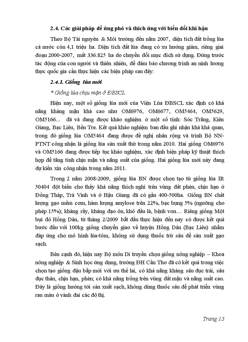 image for page Ảnh hưởng của biến đổi khí hậu toàn cầu đối với sản xuất lúa