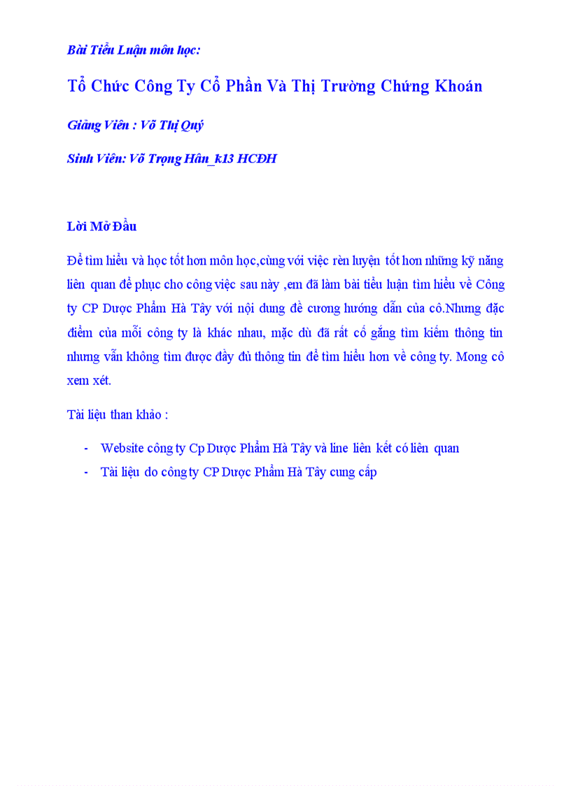 image for page Tổ Chức Công Ty Cổ Phần Và Thị Trường Chứng Khoán công ty dược phẩm Hà Tây