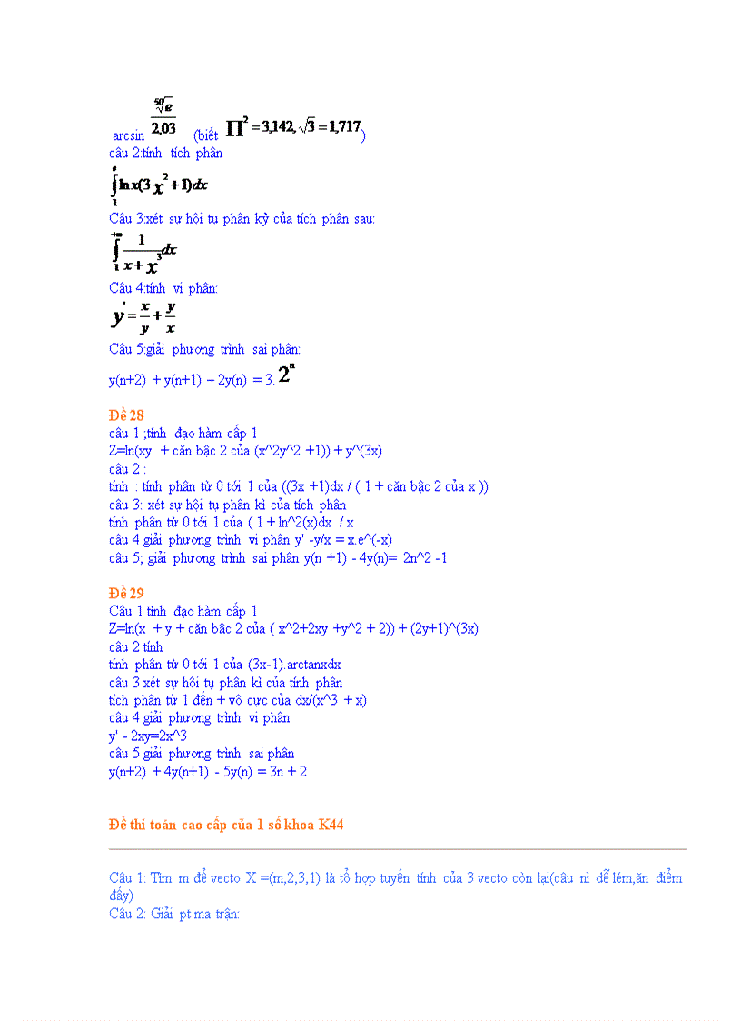 image for page Đề thi Toán cao cấp DHTM