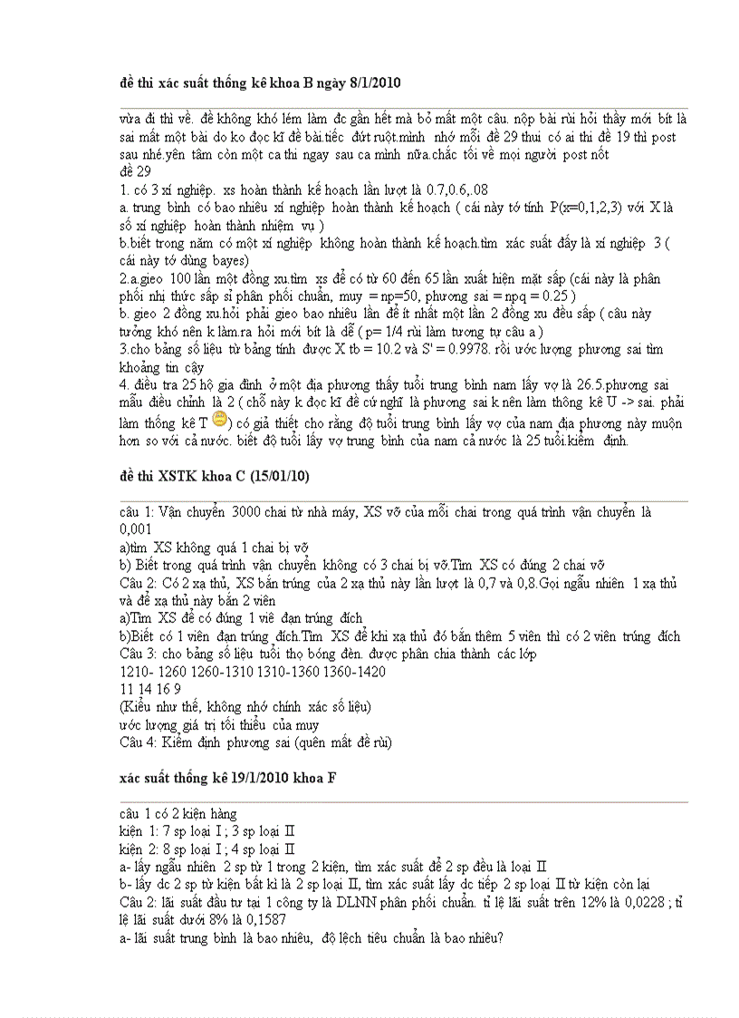 image for page Đề thi Xác suất và thống kê toán DHTM