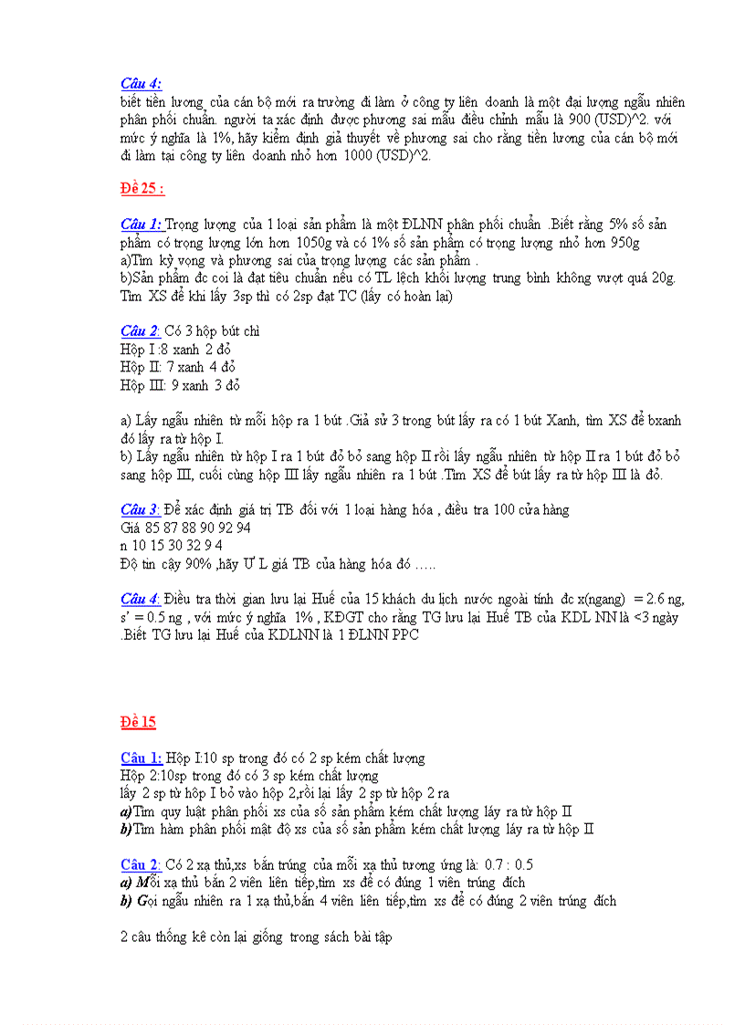 image for page Đề thi Xác suất và thống kê toán DHTM