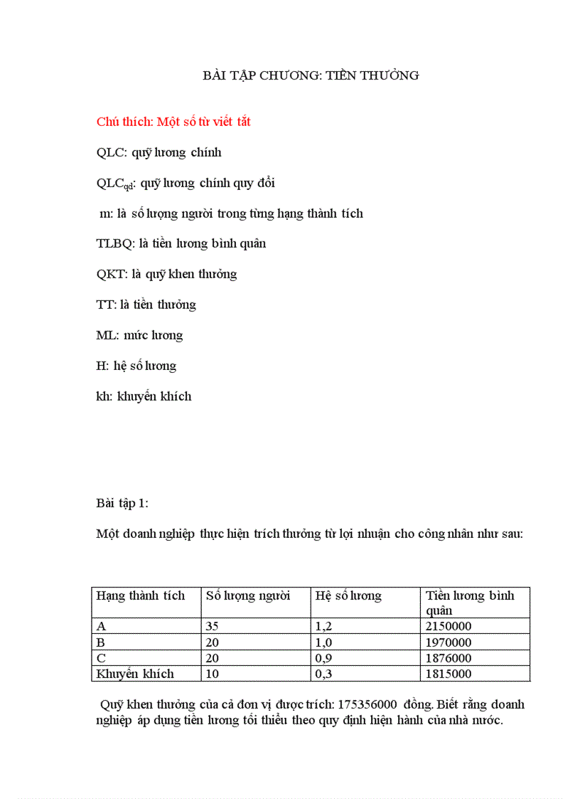 image for page Bài tập tiền lương tiền công phần tính thưởng có lời giải