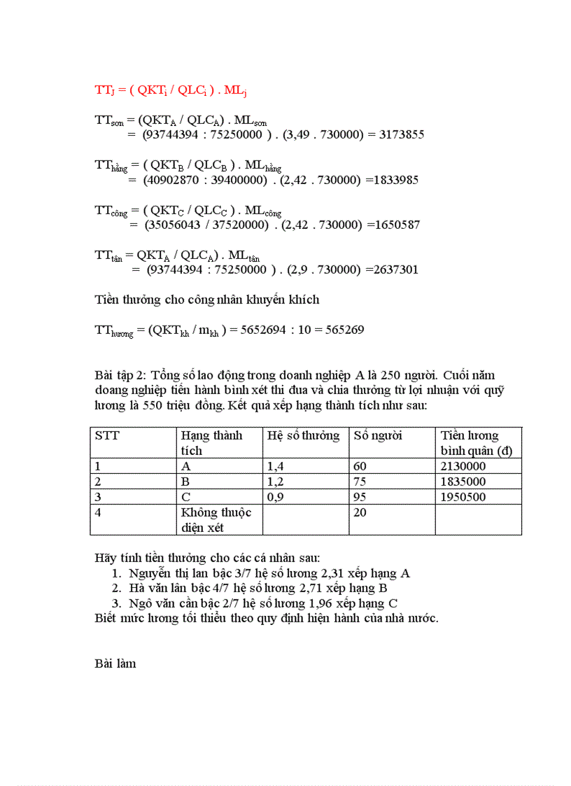 image for page Bài tập tiền lương tiền công phần tính thưởng có lời giải