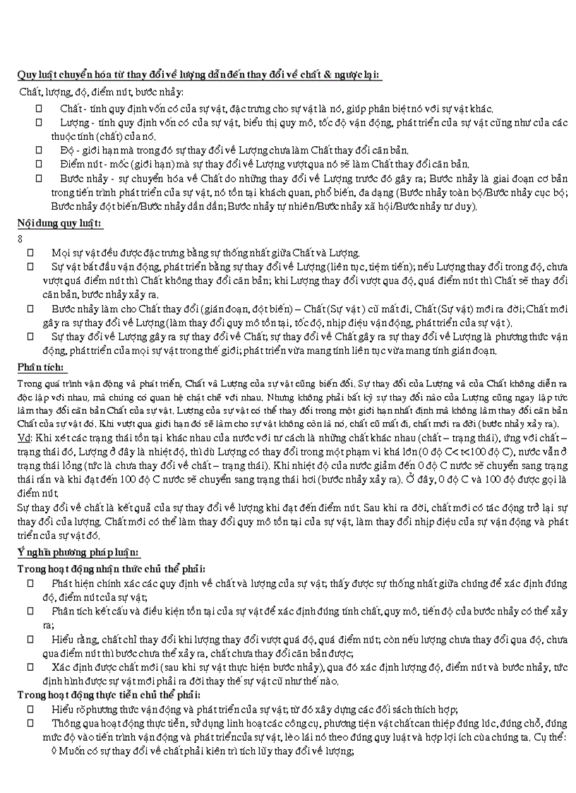 image for page Phân tích nội dung quy luật những thay đổi về lượng dẫn đến những thay đổi về chất và ngược lại và vạch ra ý nghĩa phương pháp luận của nó