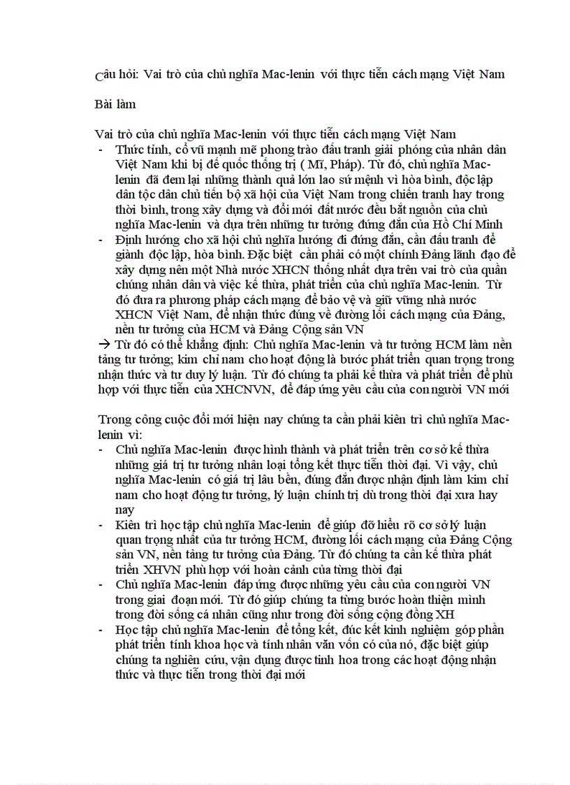 image for page Vai trò của chủ nghĩa Mac lenin với thực tiễn cách mạng Việt Nam