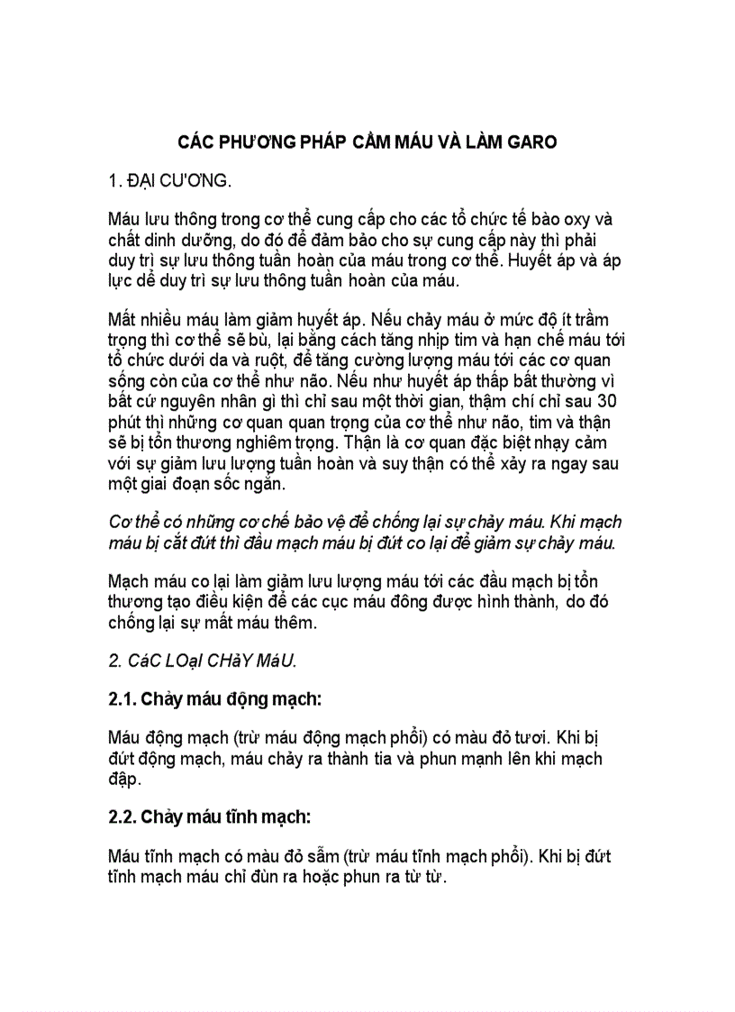 image for page Các phương pháp cầm máu và làm garo