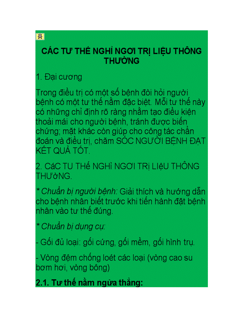 image for page Các tư thế nghỉ ngơi trị liệu thông thường
