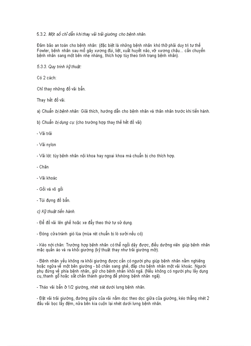 image for page Chuẩn bị giường bệnh và thay vải trải giường