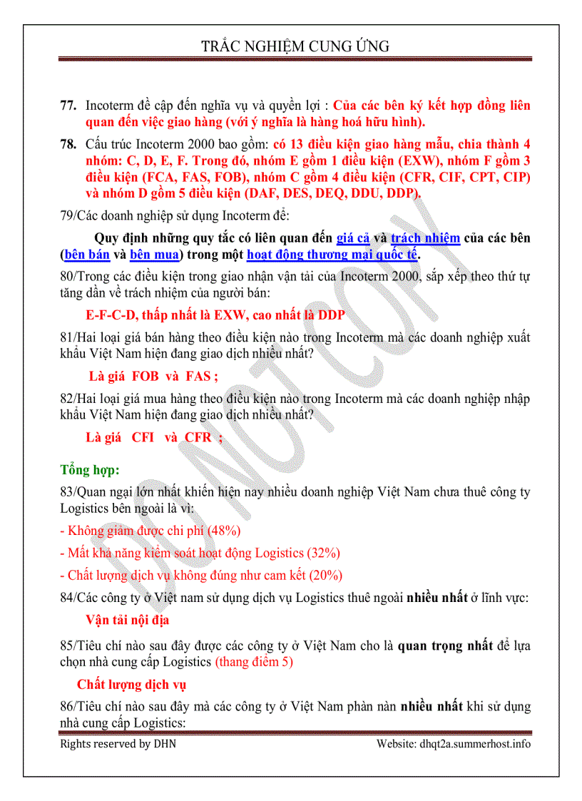 image for page Trắc nghiệm đáp án môn quản trị cung ứng hay là quản trị logistic