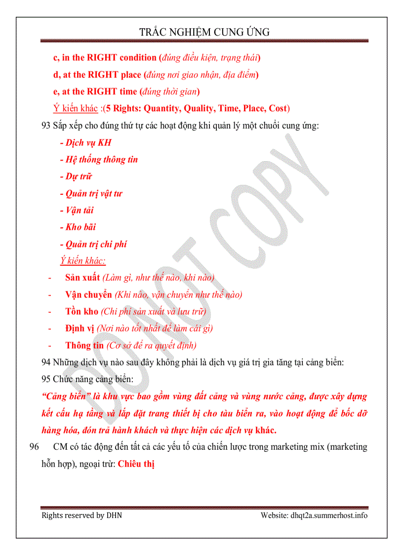 image for page Trắc nghiệm đáp án môn quản trị cung ứng hay là quản trị logistic