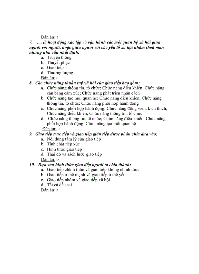 image for page Trắc nghiệm đáp án môn giao tiếp kinh doanh