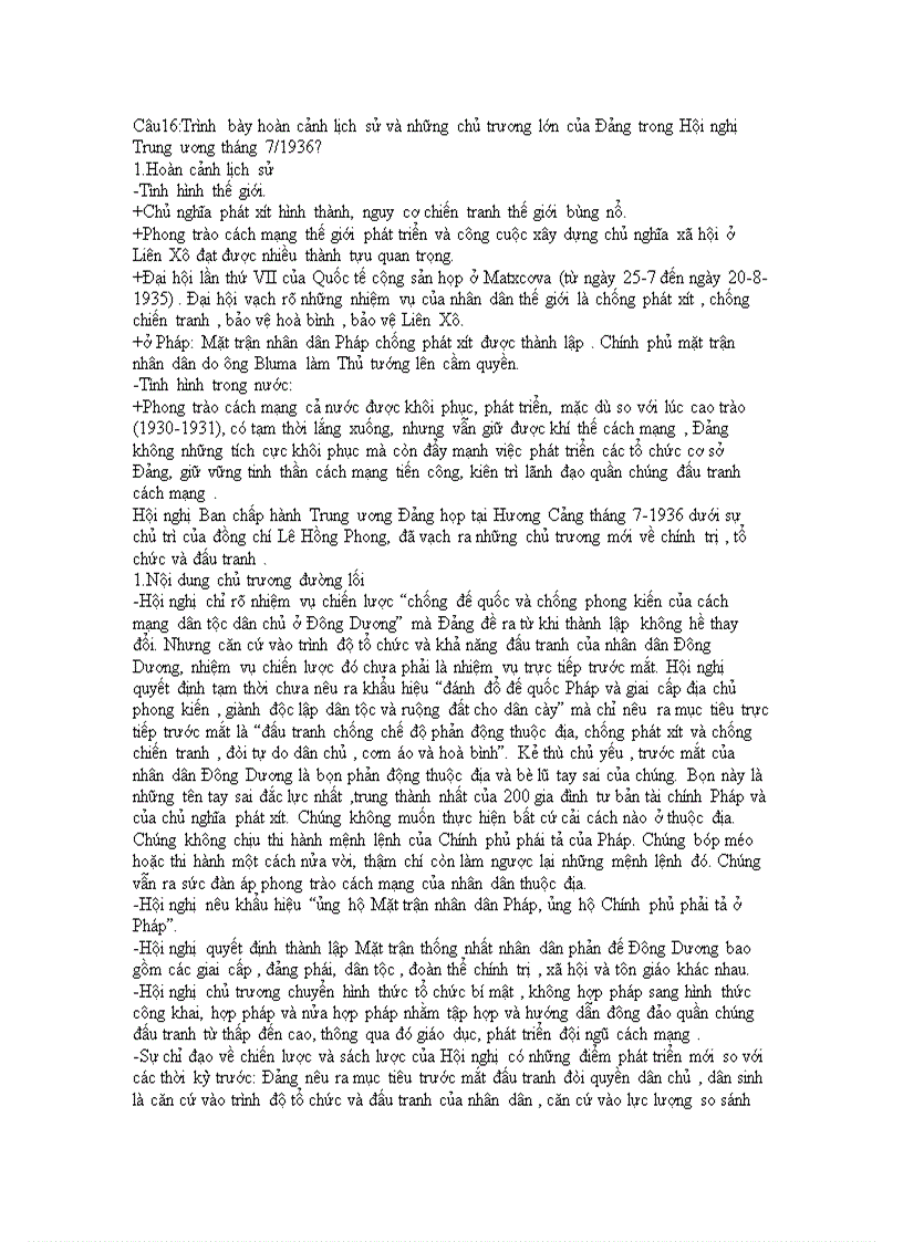 image for page Trình bày hoàn cảnh lịch sử và những chủ trương lớn của Đảng trong Hội nghị Trung ương tháng 7 1936