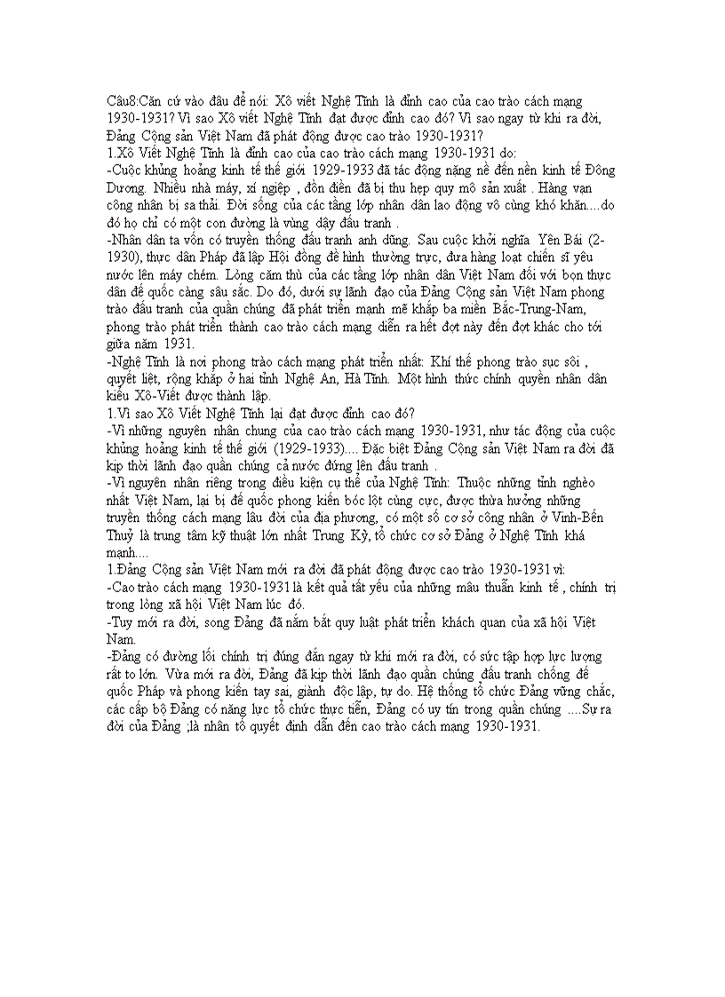 image for page Căn cứ vào đâu để nói Xô viết Nghệ Tĩnh là đỉnh cao của cao trào cách mạng 1930 1931 Vì sao Xô viết Nghệ Tĩnh đạt được đỉnh cao đó Vì sao ngay từ khi ra đời Đảng Cộng sản Việt Nam đã p