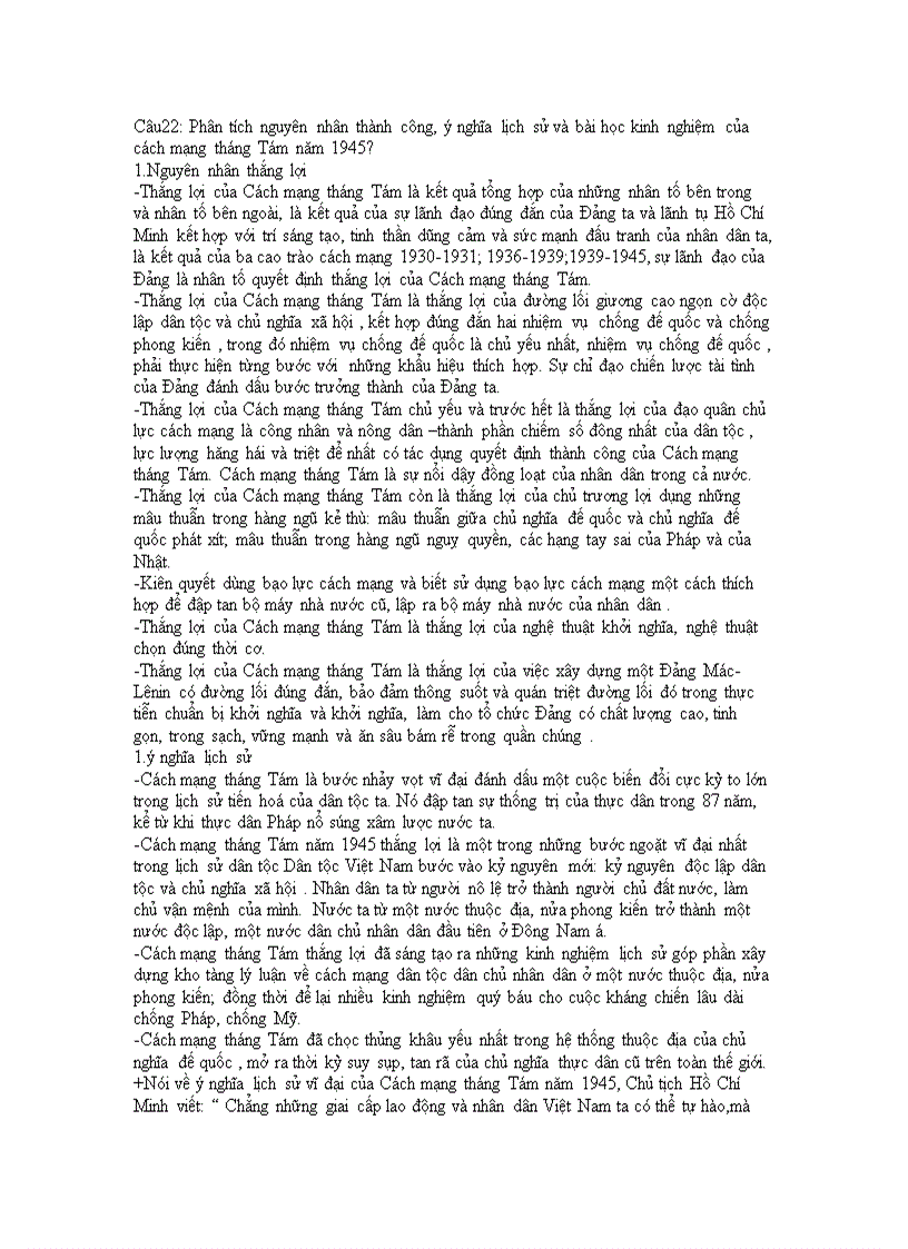 image for page Phân tích nguyên nhân thành công ý nghĩa lịch sử và bài học kinh nghiệm của cách mạng tháng Tám năm 1945