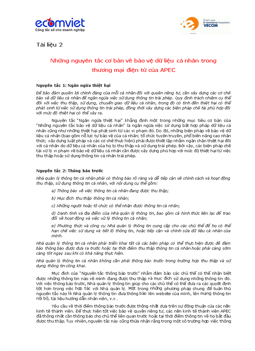 image for page Những nguyên tắc cơ bản về bảo vệ dữ liệu cá nhân trong thương mại điện tử của APEC