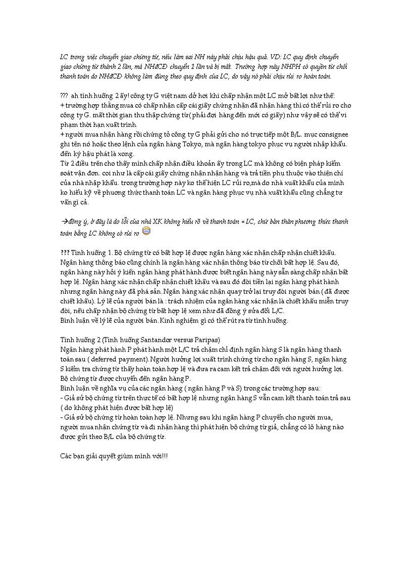 image for page Tình huống trong giao dịch LC