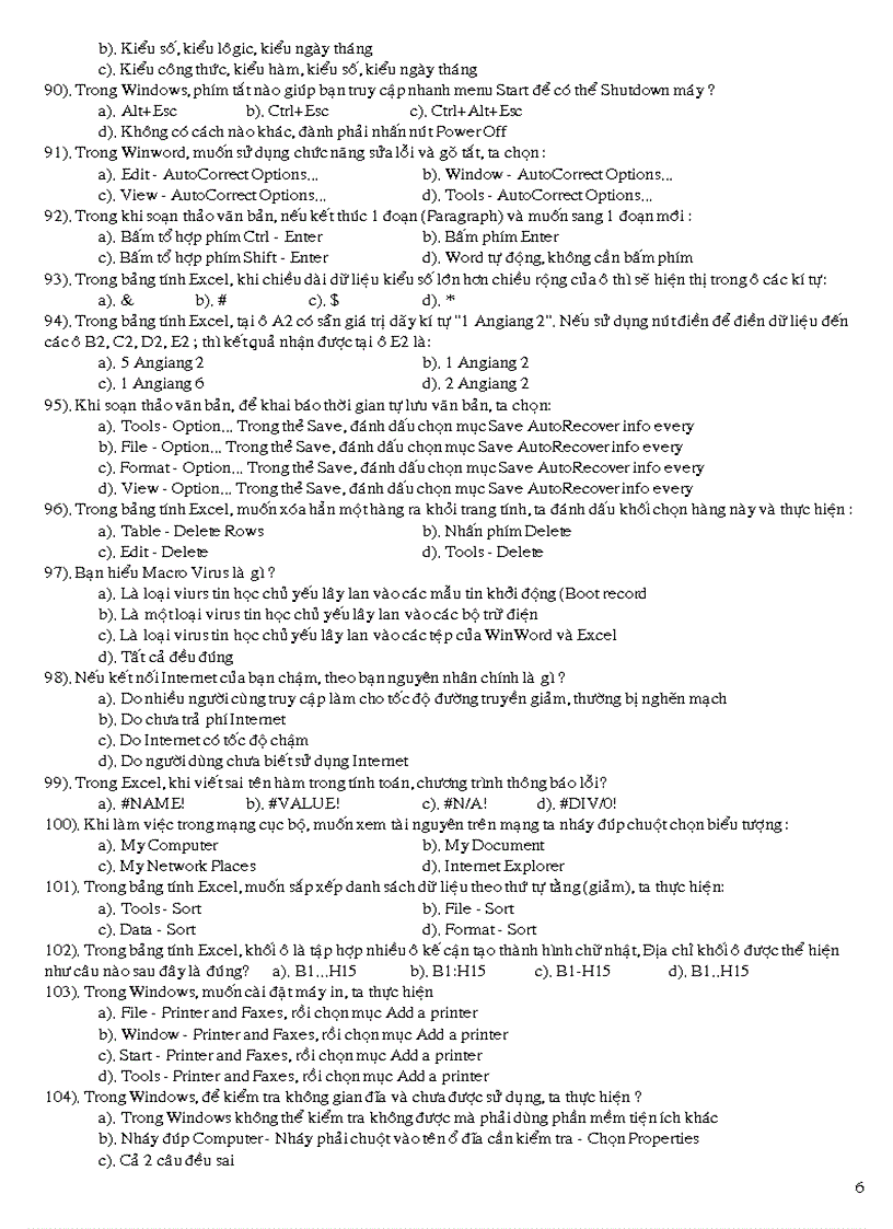 image for page Trắc ngiệm đề môn tin học thi Công chức