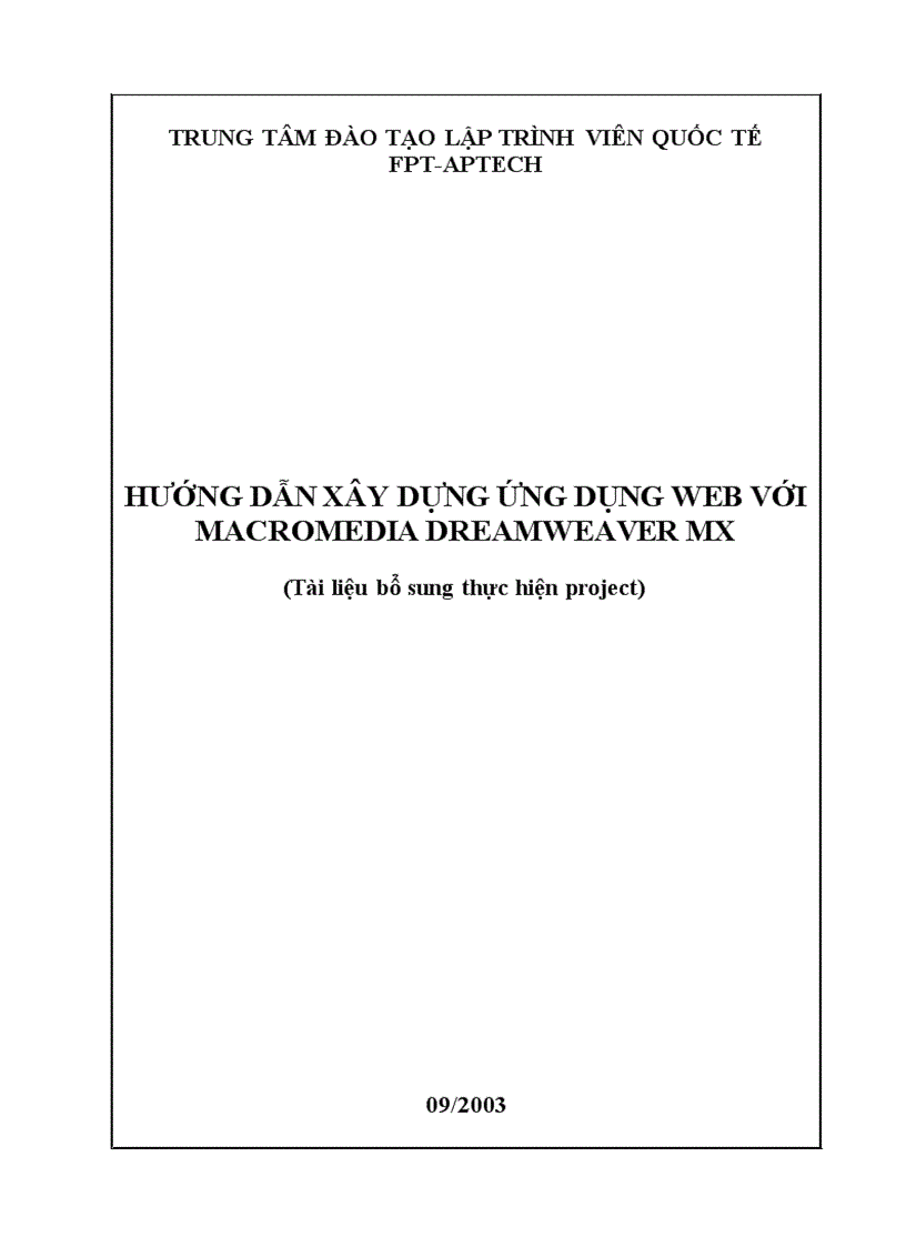 image for page Hướng dẫn xây dựng ứng dụng web với macromedia dreamweaver mx