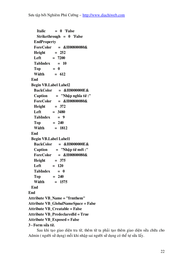 image for page Viết Chương Trình Từ Điển Bằng Visual Basic