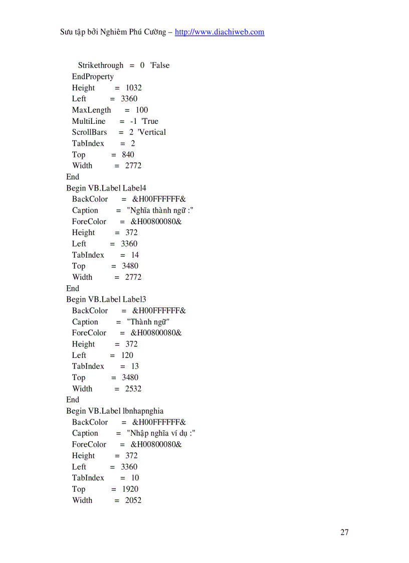image for page Viết Chương Trình Từ Điển Bằng Visual Basic