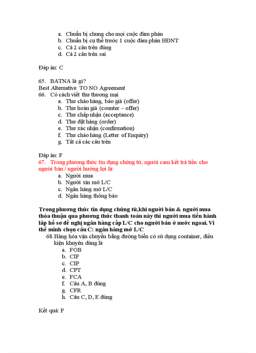 image for page Trắc nghiệm và đáp án Nghiệp vụ ngoại thương 68 câu