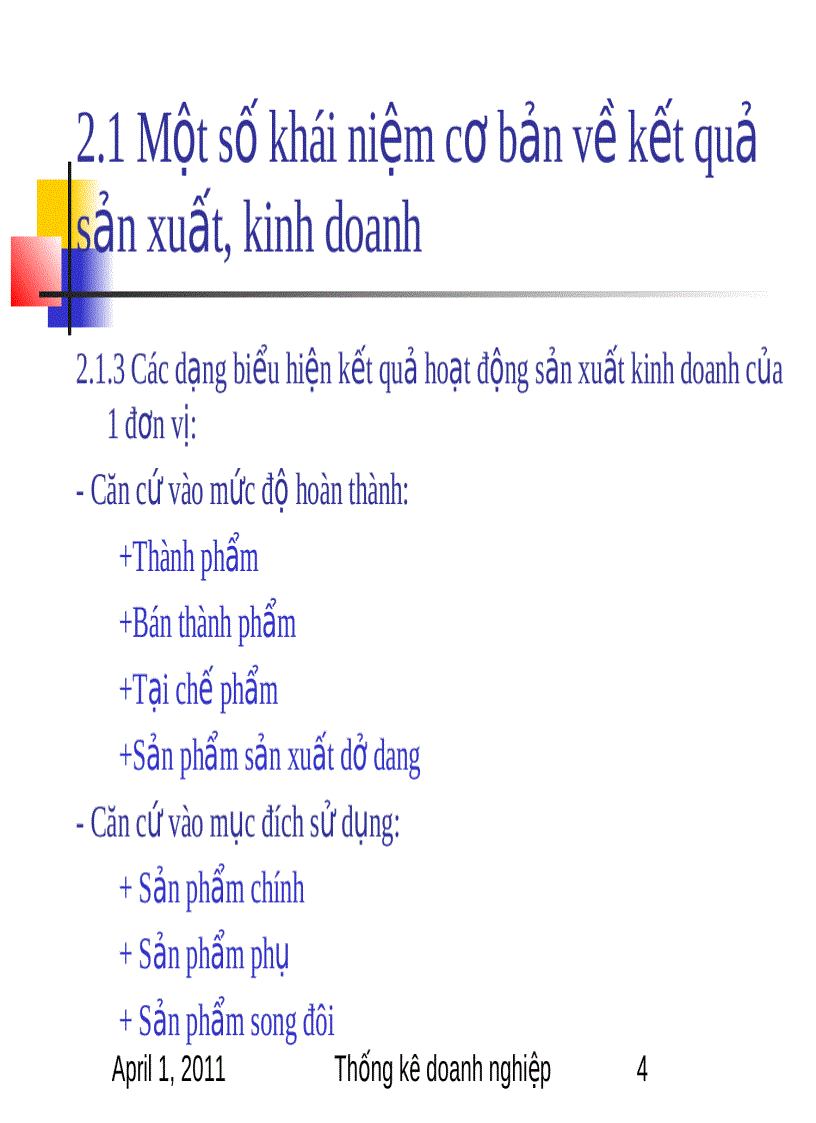 Thống kê kết quả hoạt động sản xuất kinh doanh của doanh nghiệp