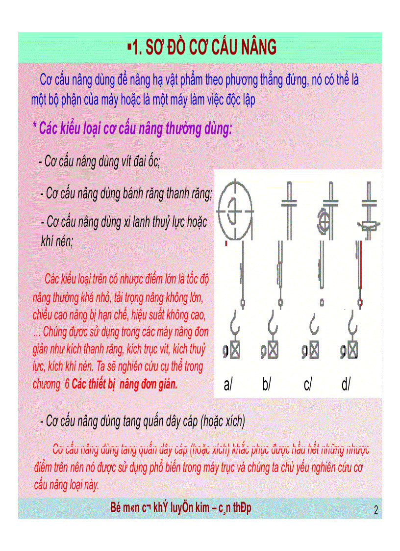 Những lí thuyết cơ bản về cơ cấu nâng