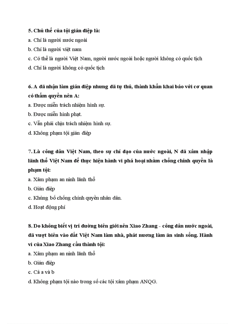 image for page Câu hỏi trắc nghiệm Hình sự phần Các tội phạm