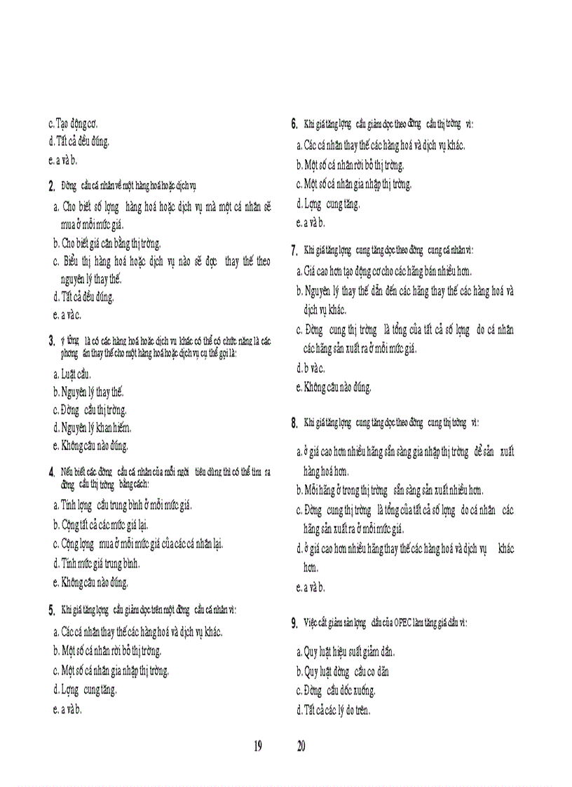 image for page Tuyển tập câu hỏi cơ bản ôn tập Kinh tế vi mô dành cho cac trường Đại học cao đẳng