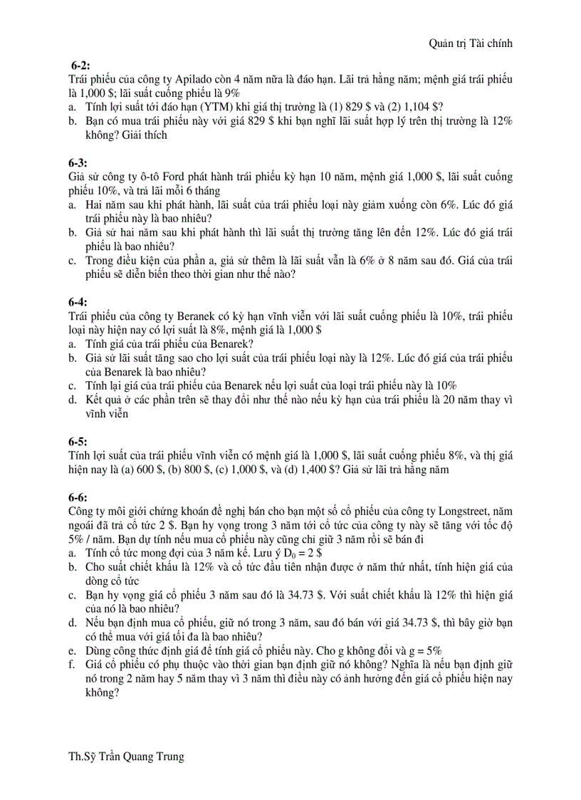 image for page Bài tập môn tài chính doanh nghiệp và quản trị dự án dầu tư