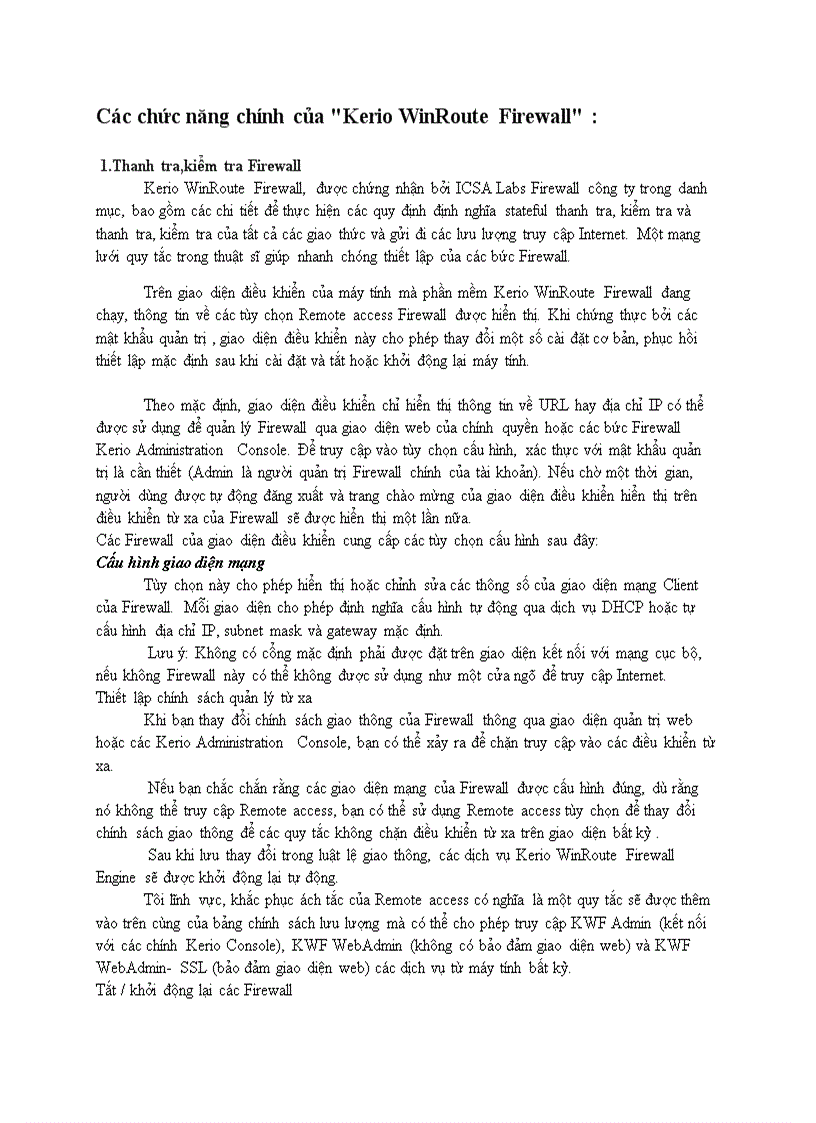 image for page Các chức năng chính của phần mềm Kerrio firewall