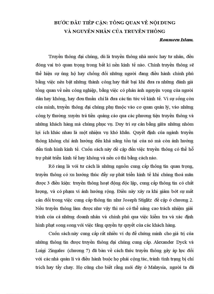 image for page Tổng quan về nội dung và nguyên nhân của truyền thông Roumeen Islam tài liệu dịch