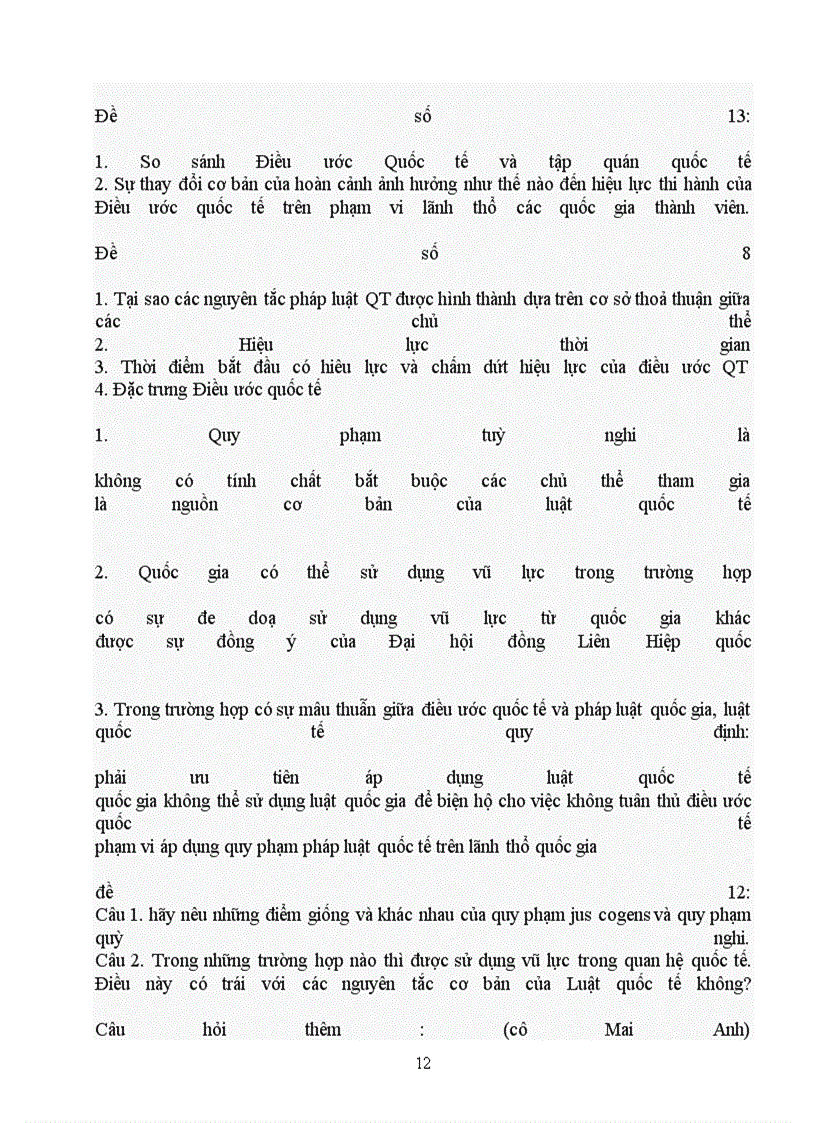 image for page Câu Hỏi Ôn Tập Đề Thi Môn Công Pháp Quốc Tế