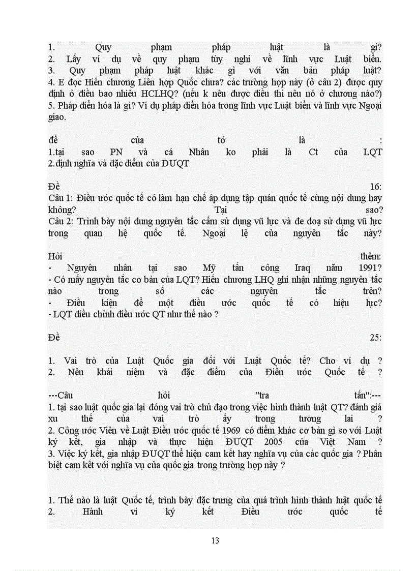 image for page Câu Hỏi Ôn Tập Đề Thi Môn Công Pháp Quốc Tế
