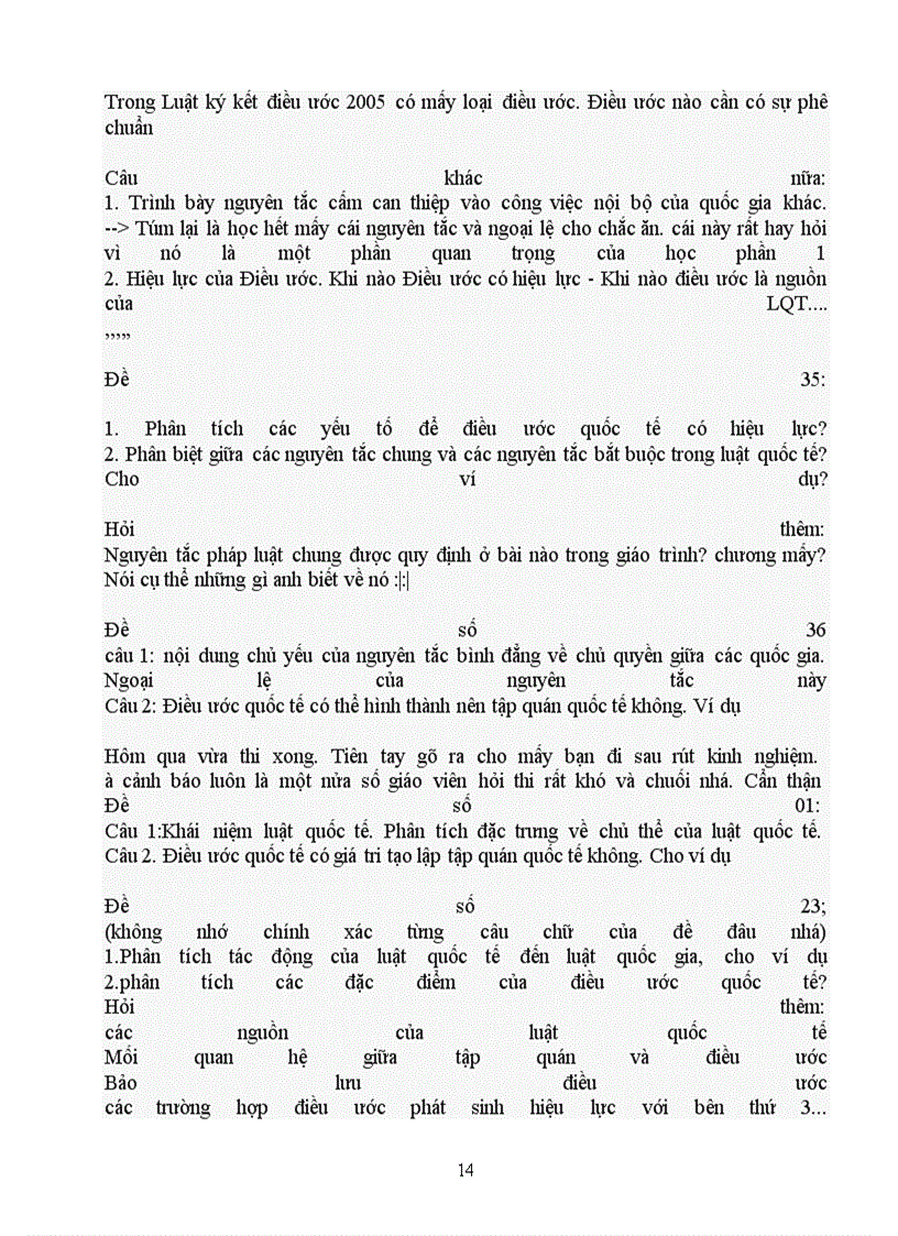 image for page Câu Hỏi Ôn Tập Đề Thi Môn Công Pháp Quốc Tế