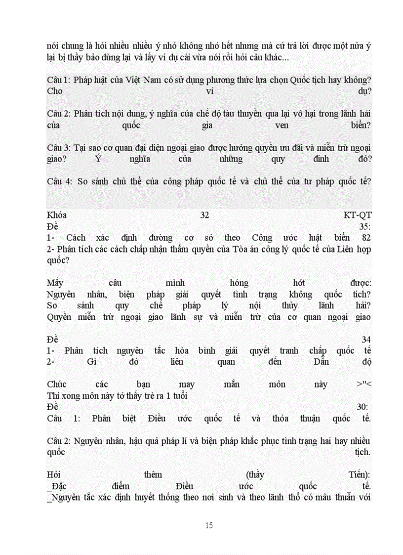 image for page Câu Hỏi Ôn Tập Đề Thi Môn Công Pháp Quốc Tế