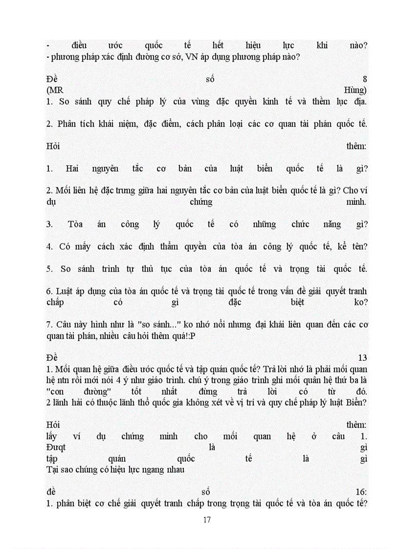 image for page Câu Hỏi Ôn Tập Đề Thi Môn Công Pháp Quốc Tế