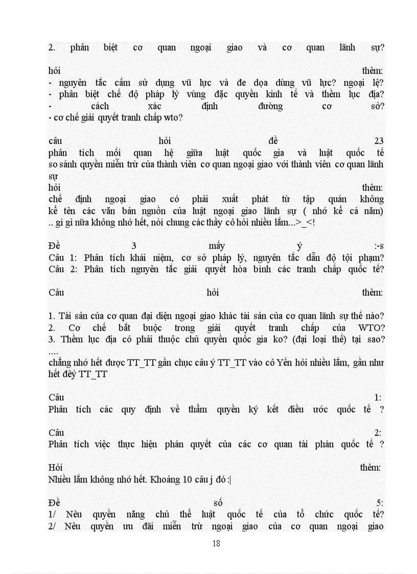 image for page Câu Hỏi Ôn Tập Đề Thi Môn Công Pháp Quốc Tế