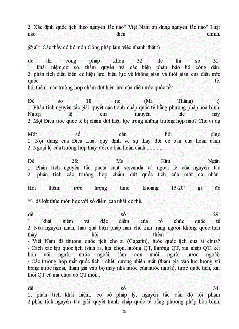 image for page Câu Hỏi Ôn Tập Đề Thi Môn Công Pháp Quốc Tế