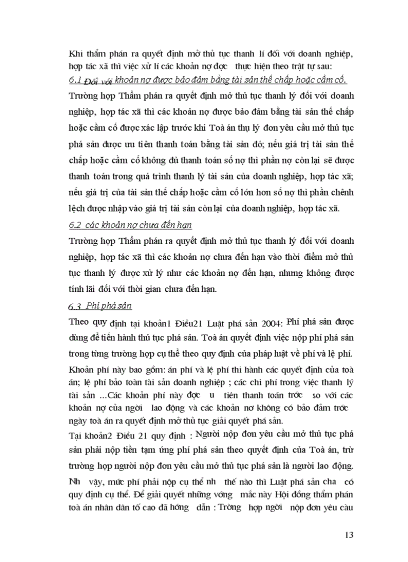 image for page Quy định pháp luật về thủ tục thanh lý tài sản thanh toán các khoản nợ của Doang nghiệp hợp tác xã lâm vào tình trạng phá sản và thực tiễn áp dụng thủ tục đó