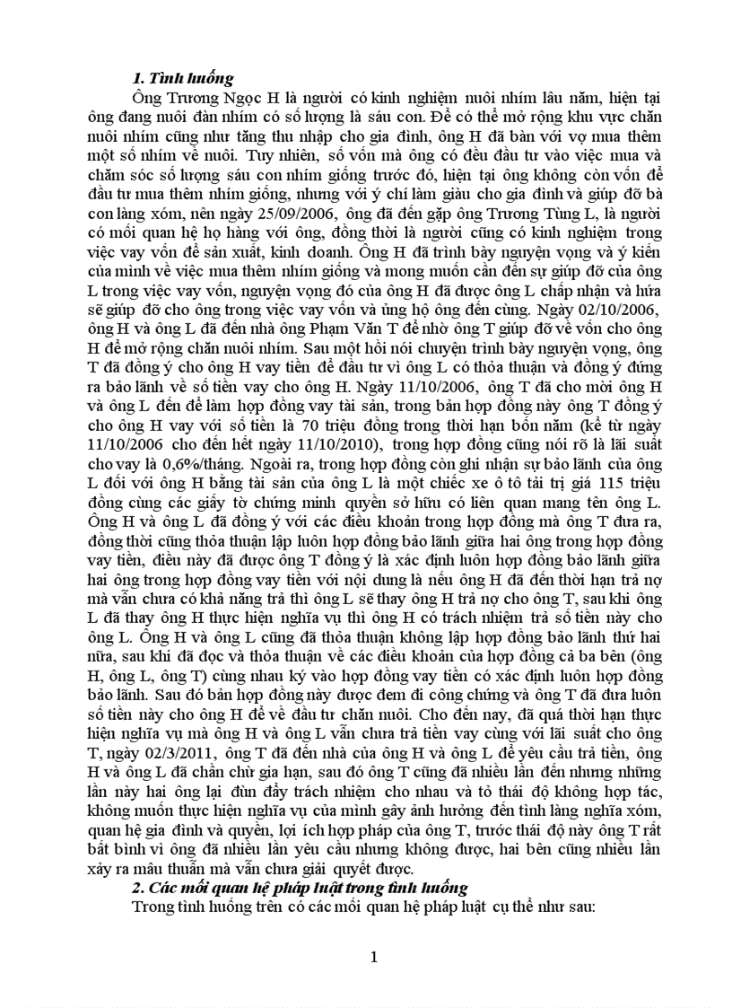 image for page Xây dựng một tình huống liên quan đến hợp đồng vay tài sản có biện pháp bảo lãnh phân tích các mối quan hệ pháp luật trong tình huống