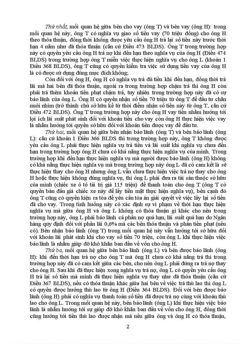 image for page Xây dựng một tình huống liên quan đến hợp đồng vay tài sản có biện pháp bảo lãnh phân tích các mối quan hệ pháp luật trong tình huống