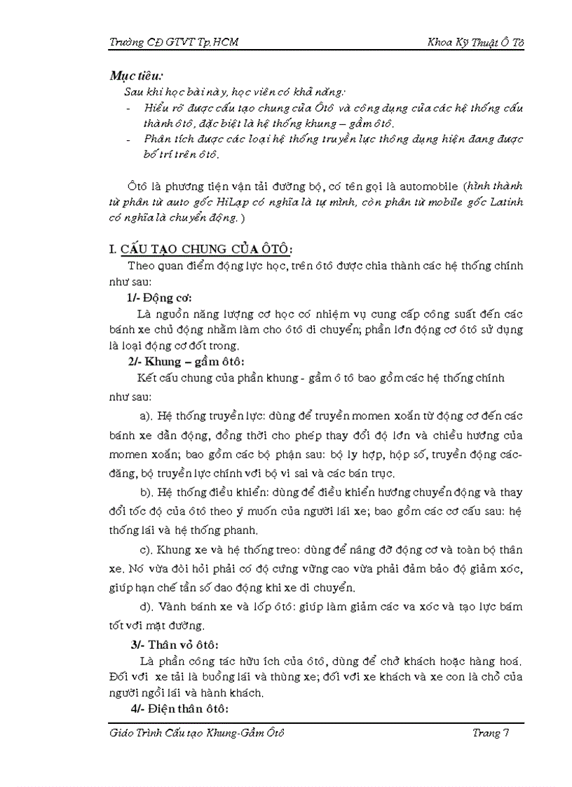 image for page Giáo trình cấu tạo khung gầm ôtô