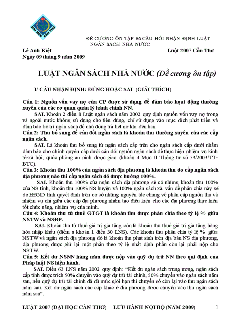 image for page Tài liệu ôn thi Luật tài chính ĐH Luật HN 2011