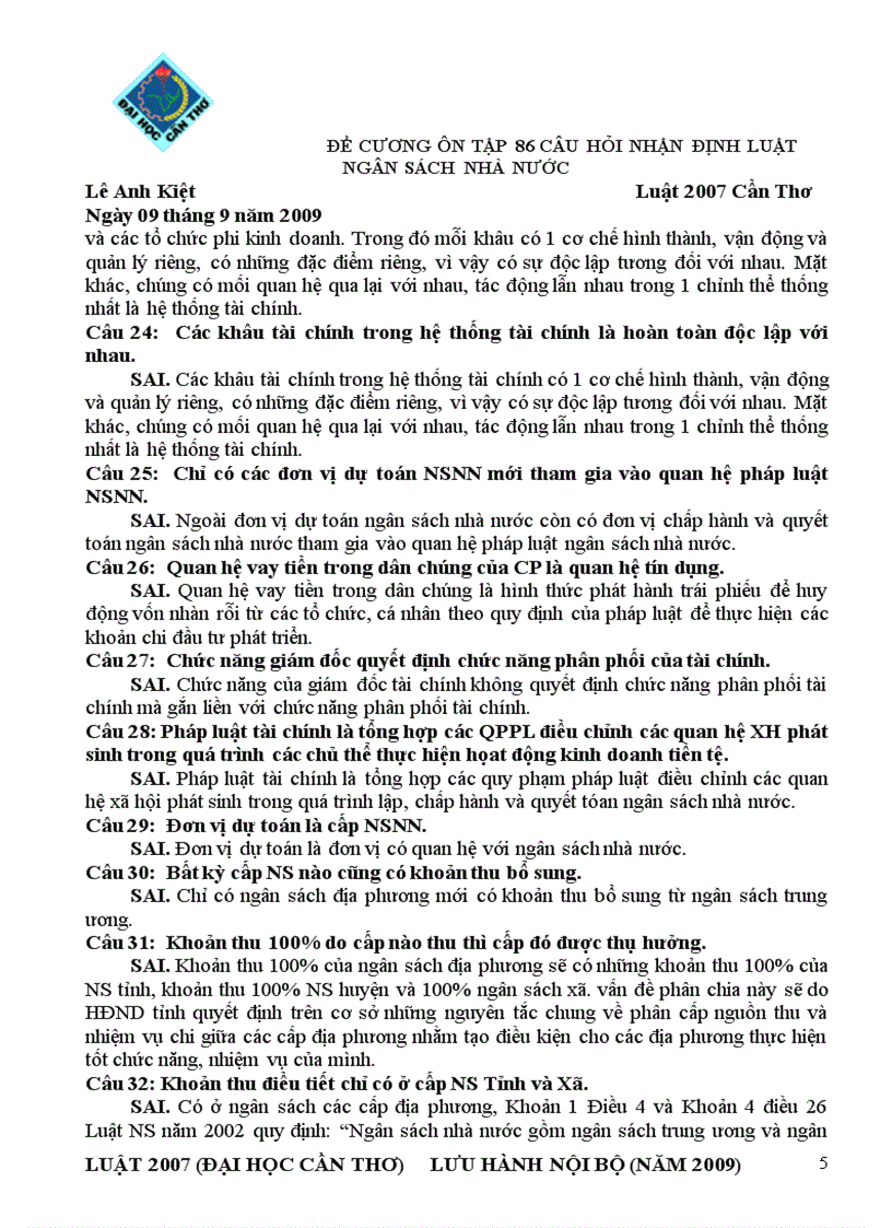 image for page Tài liệu ôn thi Luật tài chính ĐH Luật HN 2011