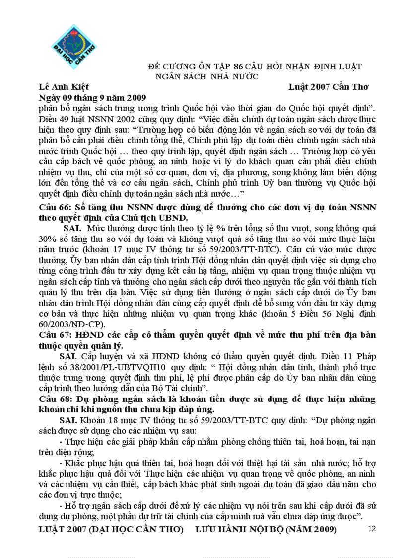 image for page Tài liệu ôn thi Luật tài chính ĐH Luật HN 2011